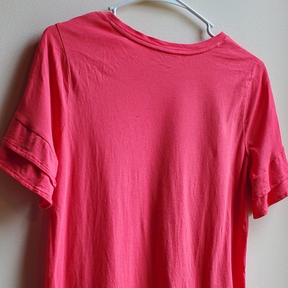 MICHAEL Michael Kors Hot Pink Ruffled Short Sleeve T-Shirt Size Small - Picture 12 of 16